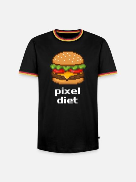 Pixel Diet Burger Nerd - Männer Kontrast-T-Shirt - Schwarz/Dreifarbig