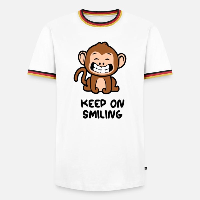 Keep on smiling monkey - Men's Ringer Shirt - white/tricolour