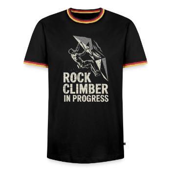 Rock Face Climber Under Construction - Men's Ringer Shirt - black/tricolour - Front - AI Model Male 178 light (178cm) & AI Model Male 185 light (185cm)