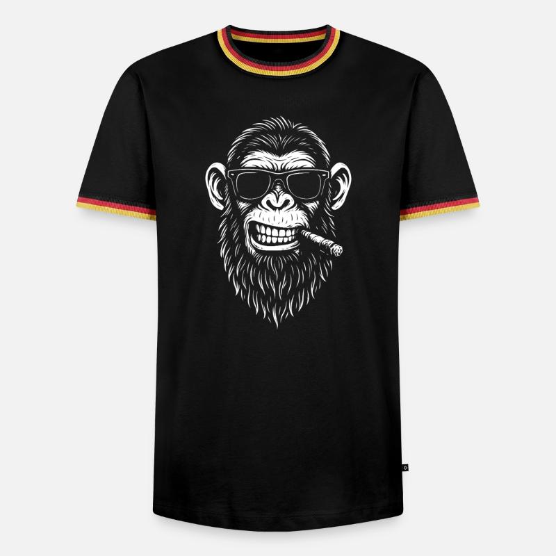 Affe mit Bart und Zigarre - Männer Kontrast-T-Shirt - Schwarz/Dreifarbig
