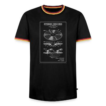 Schéma stéréo vinyle vintage - T-shirt contrasté Homme - noir/tricolore - Devant - AI Model Male 178 light (178cm) & AI Model Male 185 light (185cm)