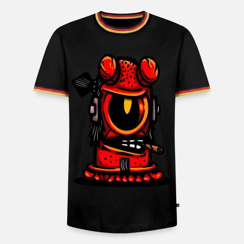Red Devil Cigar Caricature - Men's Ringer Shirt - black/tricolour