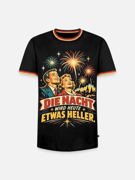 Retro Feuerwerk Shirt - Männer Kontrast-T-Shirt - Schwarz/Dreifarbig