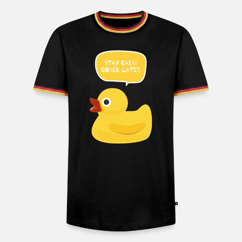 Bleib ruhig, quakt später Entendesign - Männer Kontrast-T-Shirt - Schwarz/Dreifarbig