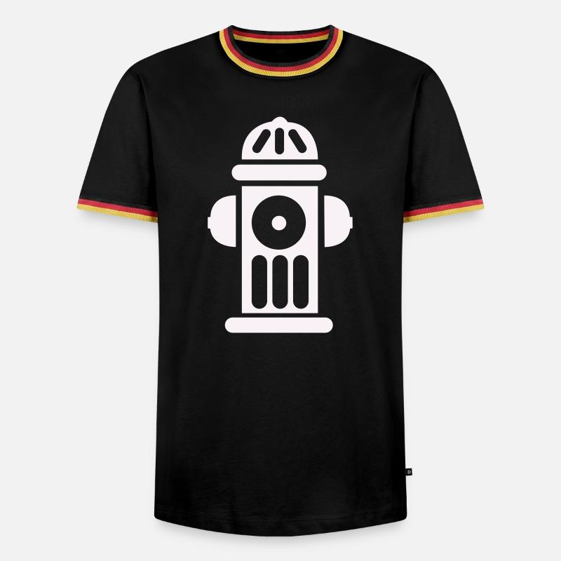 Feuerhydrant Silhouette Linienminimal - Männer Kontrast-T-Shirt - Schwarz/Dreifarbig
