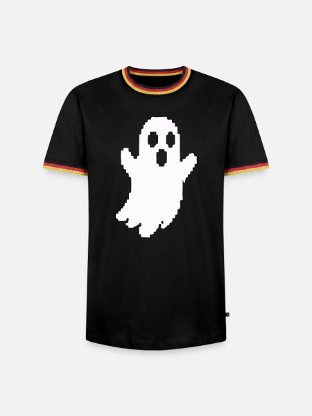 Weißer Geister-Silhouette Print - Männer Kontrast-T-Shirt - Schwarz/Dreifarbig