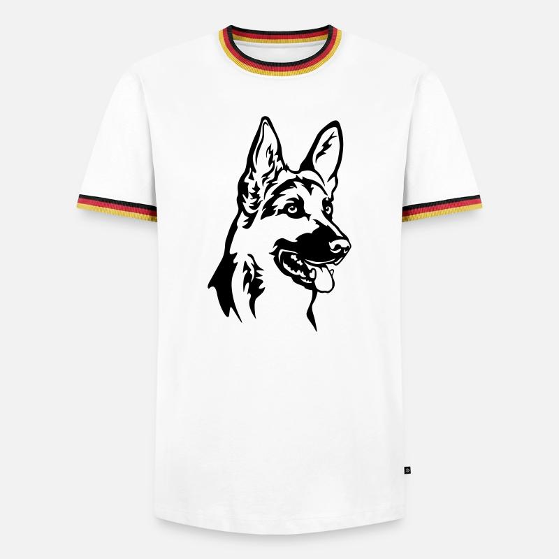 German Shepherd Head - Men's Ringer Shirt - white/tricolour