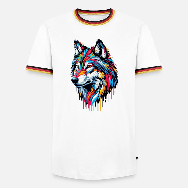 Wolf - Men's Ringer Shirt - white/tricolour