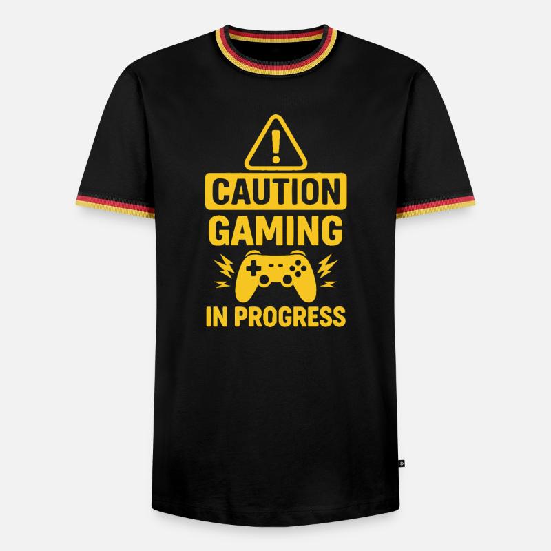 Warning Gaming In Progress - Men's Ringer Shirt - black/tricolour