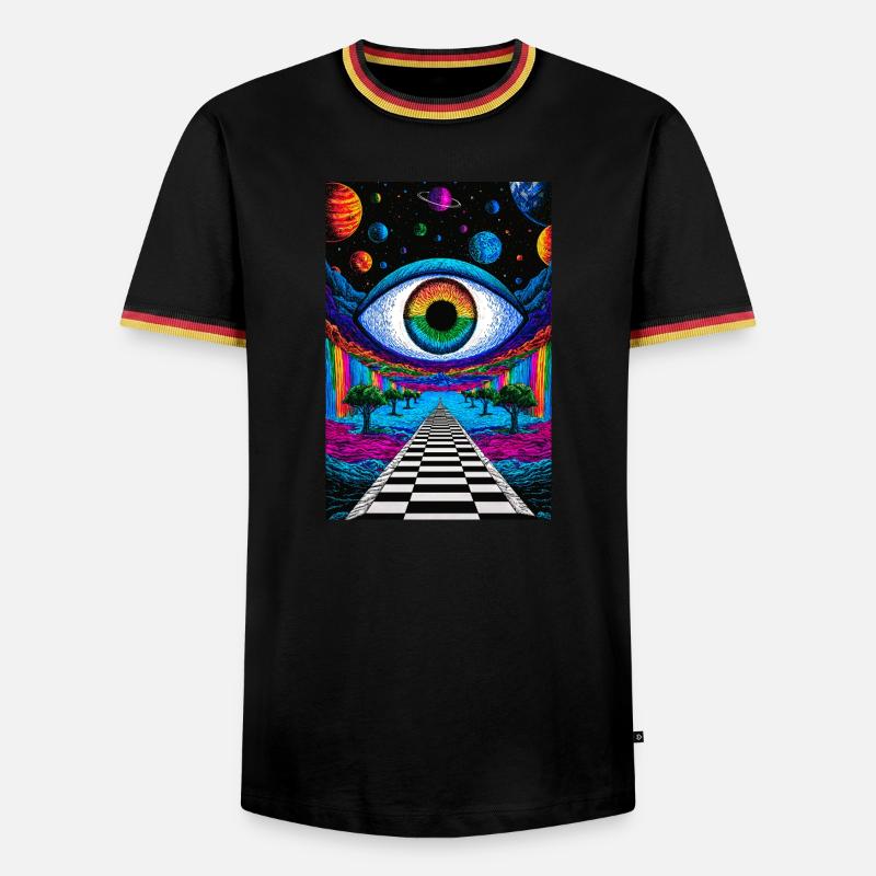 Psychedelic Cosmic Eye on Astral Path - Men's Ringer Shirt - black/tricolour