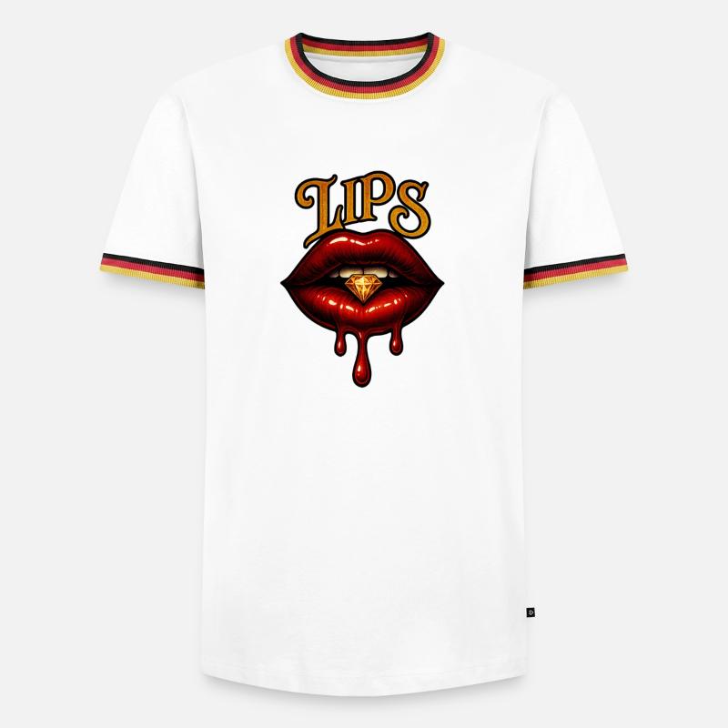 Tempting lips with diamond - Men's Ringer Shirt - white/tricolour