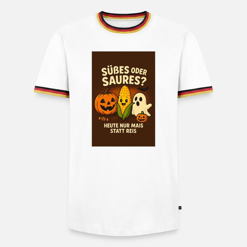 Süßes oder Saures Halloween Spaß - Männer Kontrast-T-Shirt - Weiß/Dreifarbig