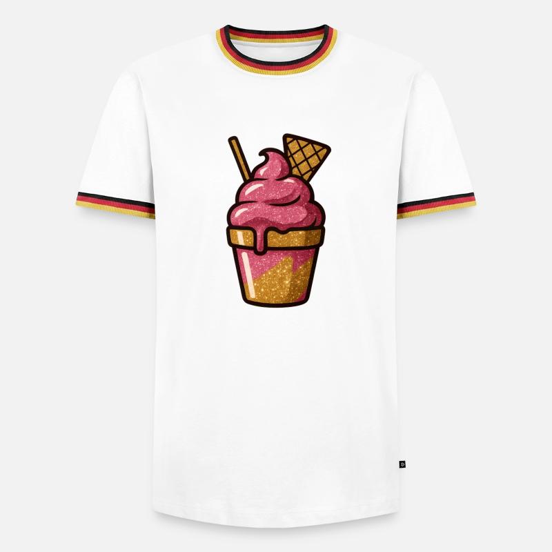 Pink Glitzer Eiscreme Becher - Men's Ringer Shirt - white/tricolour