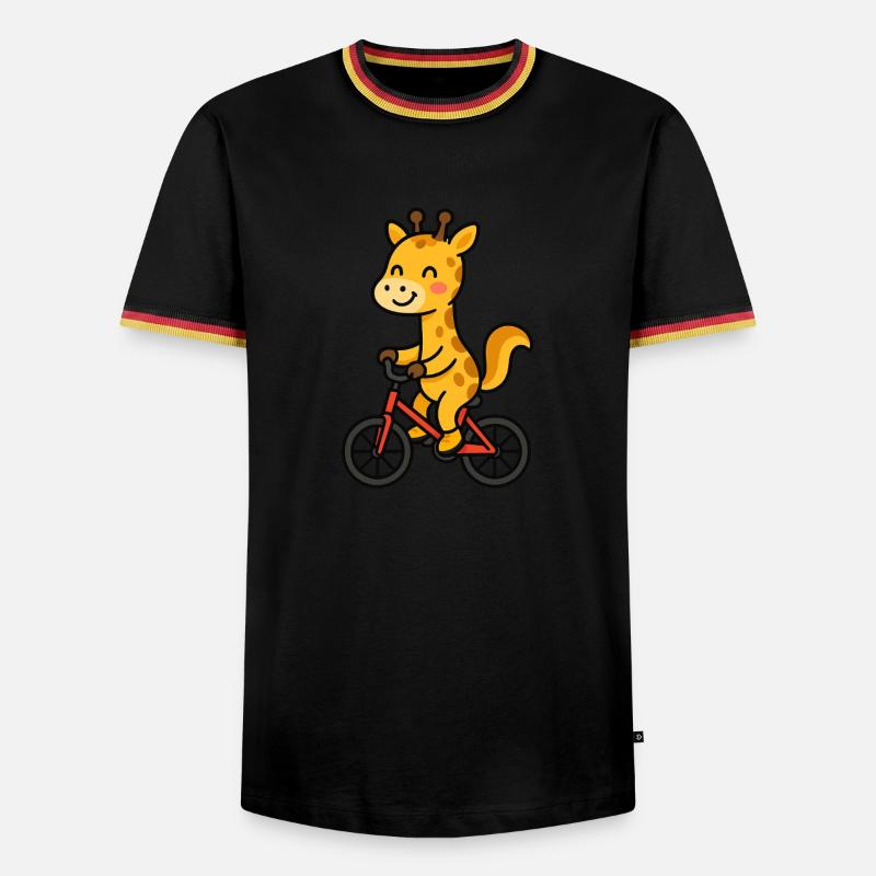 Giraffe on a bicycle - Men's Ringer Shirt - white/tricolour