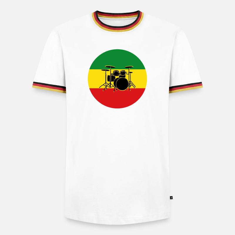 Reggae drums silhouette - Men's Ringer Shirt - white/tricolour