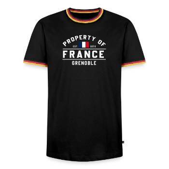 Französische Immobilien Grenoble - Männer Kontrast-T-Shirt - Schwarz/Dreifarbig - Vorne - AI Model Male 178 light (178cm) & AI Model Male 185 light (185cm)
