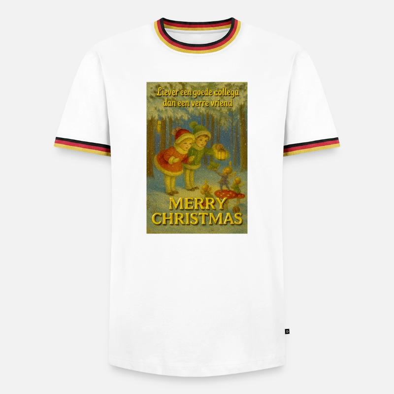 Weihnachtskollektion: Freundschaft über Distanz - Männer Kontrast-T-Shirt - Weiß/Dreifarbig
