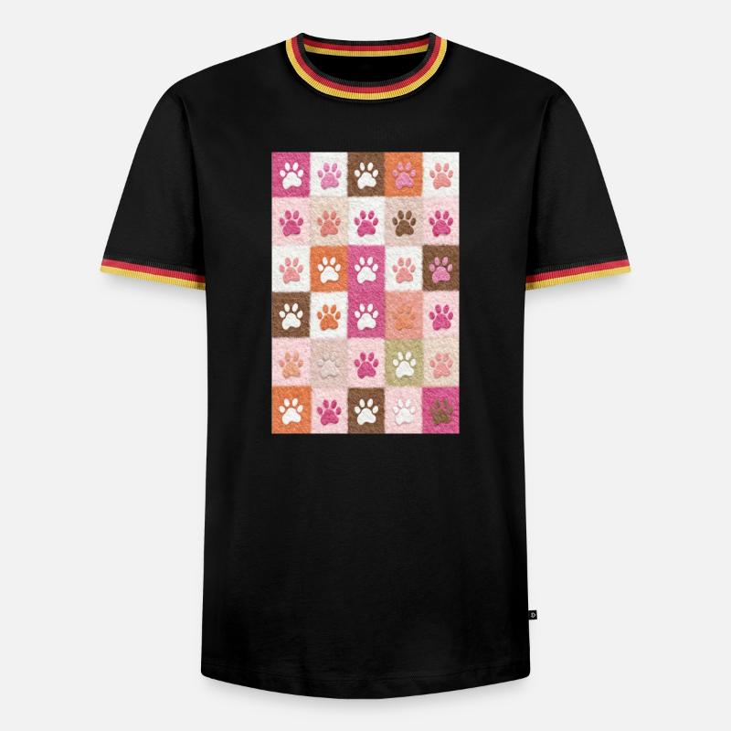 Pawprint Patchwork Plush Squares - Men's Ringer Shirt - black/tricolour