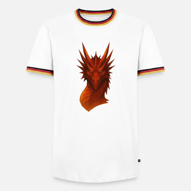 Flammender Lowpoly Drache - Männer Kontrast-T-Shirt - Weiß/Dreifarbig