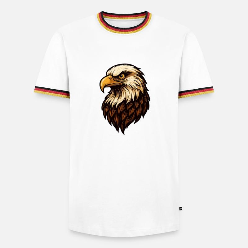 Powerful Eagle Head Illustration - Men's Ringer Shirt - white/tricolour