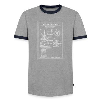 Vintage Kaffeemühle-Bauplan - Männer Kontrast-T-Shirt - Grau/Navy  - Vorne - AI Model Female 172 light (172cm) & AI Model Male 178 light (178cm)