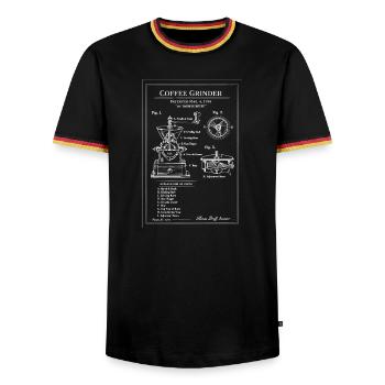 Vintage Coffee Grinder Blueprint - Men's Ringer Shirt - black/tricolour - Front - AI Model Male 178 light (178cm) & AI Model Male 185 light (185cm)