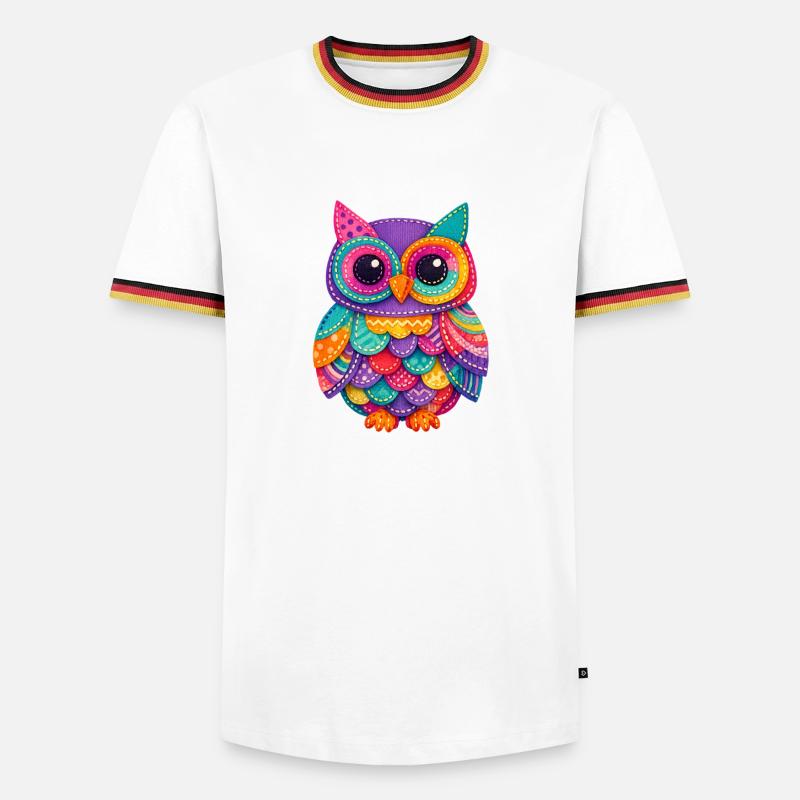 Patchwork Owl Magic - Men's Ringer Shirt - white/tricolour