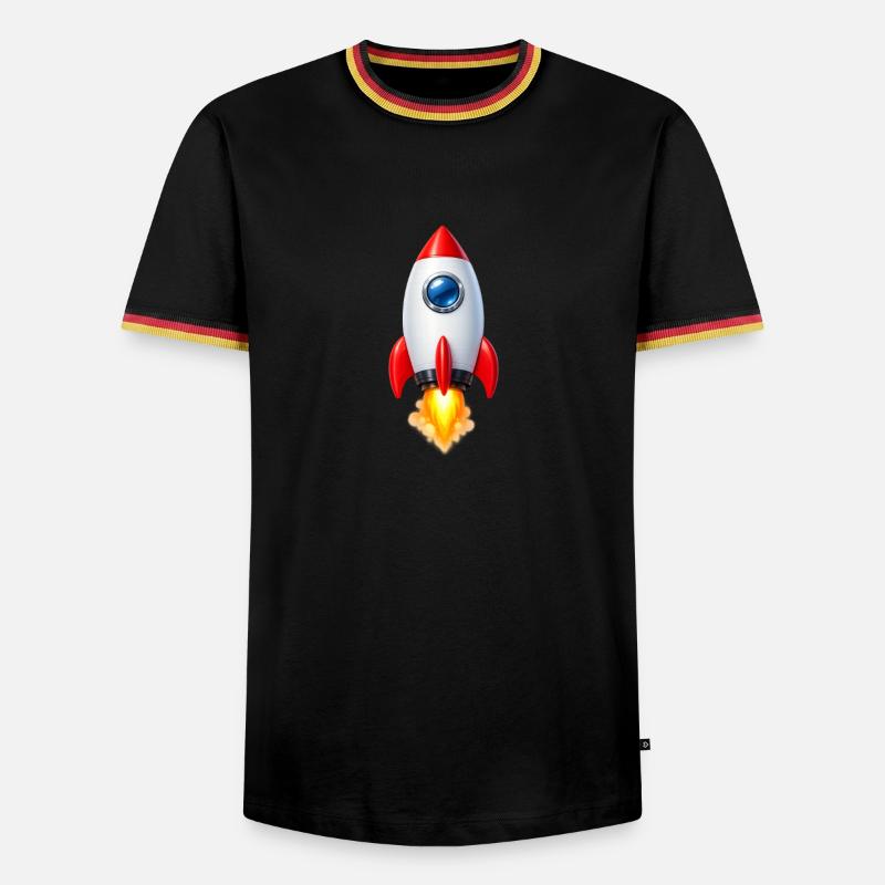 Cheerful Rocket Retro Design - Men's Ringer Shirt - black/tricolour