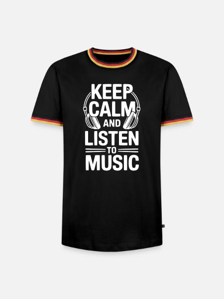 Bleib ruhig und hör Musik - Männer Kontrast-T-Shirt - Schwarz/Dreifarbig