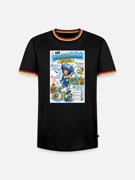 Der Wassermann – die Lösung eimerweise - Männer Kontrast-T-Shirt - Schwarz/Dreifarbig
