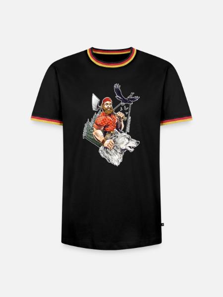 Lumberjack - Schwarzwälder Holzfäller - Männer Kontrast-T-Shirt - Schwarz/Dreifarbig