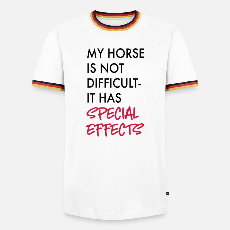 Pferd - Männer Kontrast-T-Shirt - Weiß/Dreifarbig