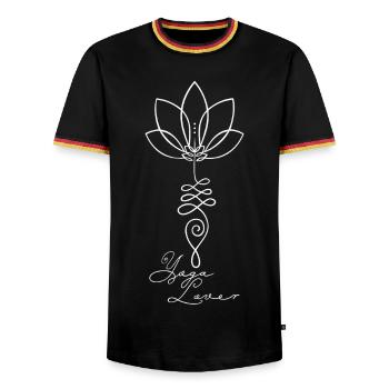 Yoga Lover Lotus Blume Spiritualität Meditation - Männer Kontrast-T-Shirt - Schwarz/Dreifarbig - Vorne - AI Model Male 178 light (178cm) & AI Model Male 185 light (185cm)