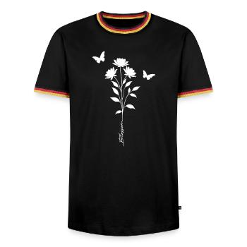 Floral Butterflies Silhouette - Men's Ringer Shirt - black/tricolour - Front - AI Model Male 178 light (178cm) & AI Model Male 185 light (185cm)