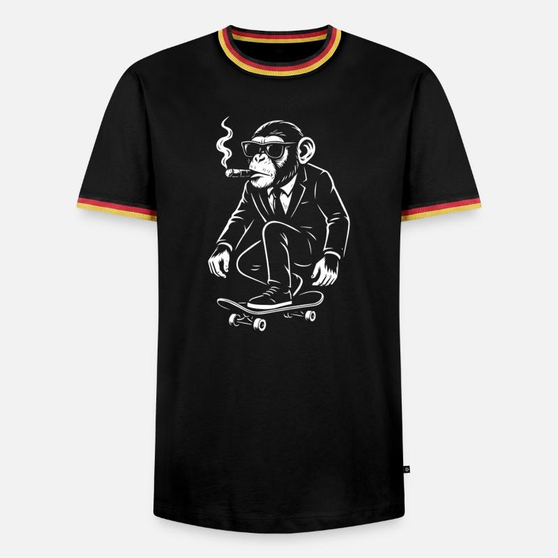 Dapper Monkey on Skateboard - Men's Ringer Shirt - black/tricolour