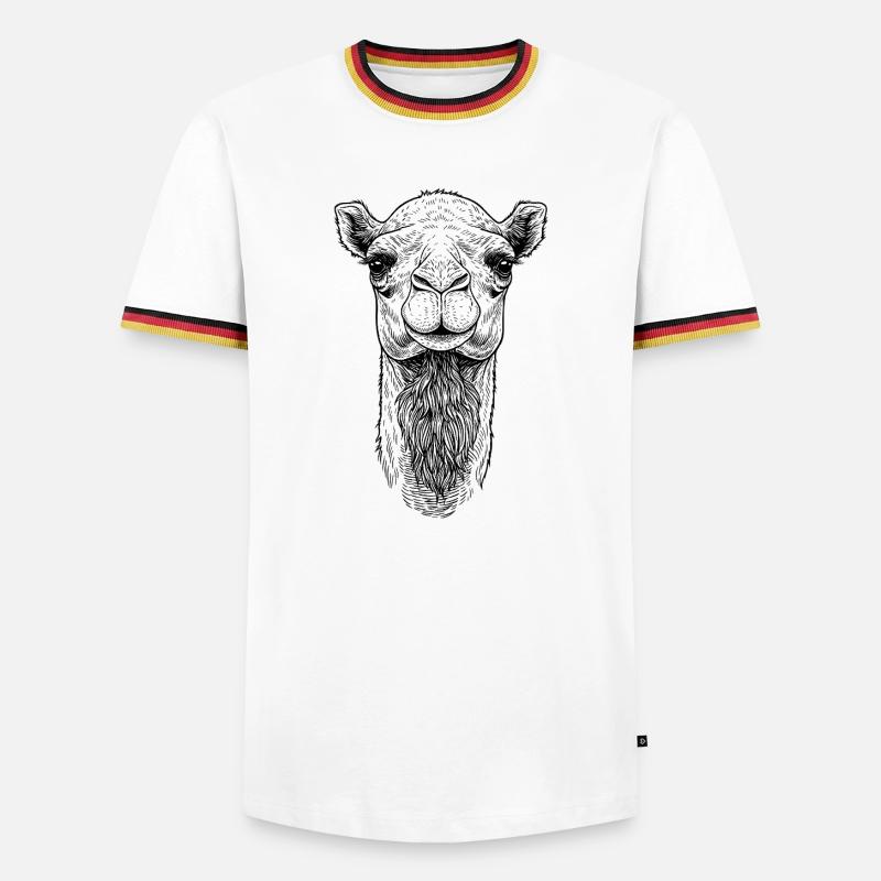 Kamel - Männer Kontrast-T-Shirt - Weiß/Dreifarbig