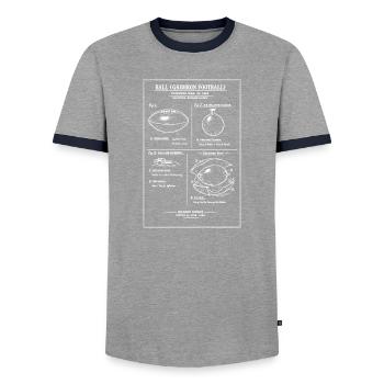 Gridiron Football Blueprint - Men's Ringer Shirt - grey/navy  - Front - AI Model Female 172 light (172cm) & AI Model Male 178 light (178cm)