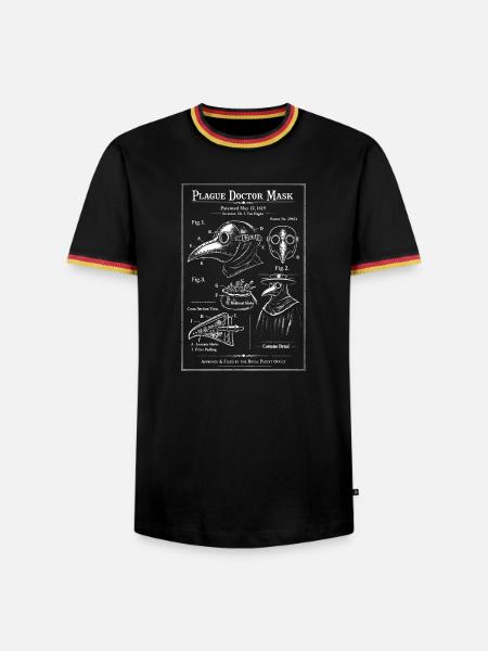Bauplan des Schnabel-Pestdoktors - Männer Kontrast-T-Shirt - Schwarz/Dreifarbig