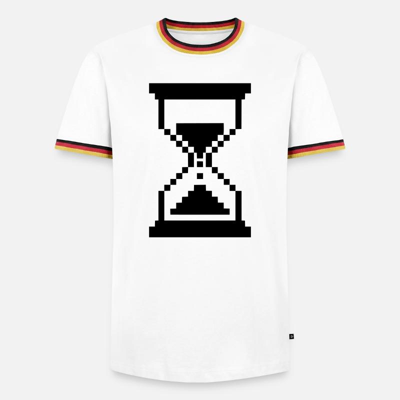 Pixel Hourglass Loading Icon - Men's Ringer Shirt - white/tricolour