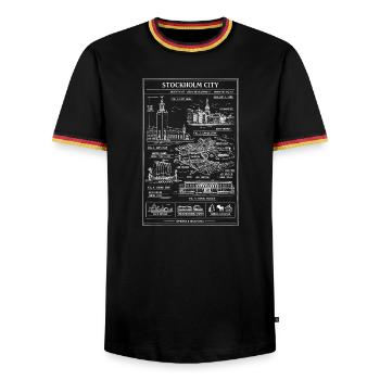 Stockholm City Blueprint - Men's Ringer Shirt - black/tricolour - Front - AI Model Male 178 light (178cm) & AI Model Male 185 light (185cm)