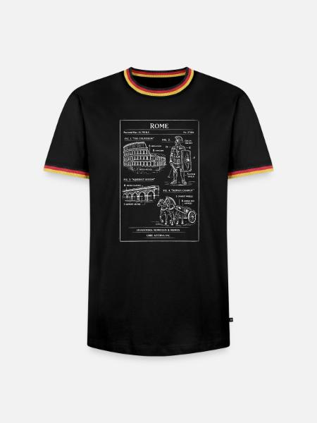 Römisches Kolosseum-Gladiatorenmotiv - Männer Kontrast-T-Shirt - Schwarz/Dreifarbig