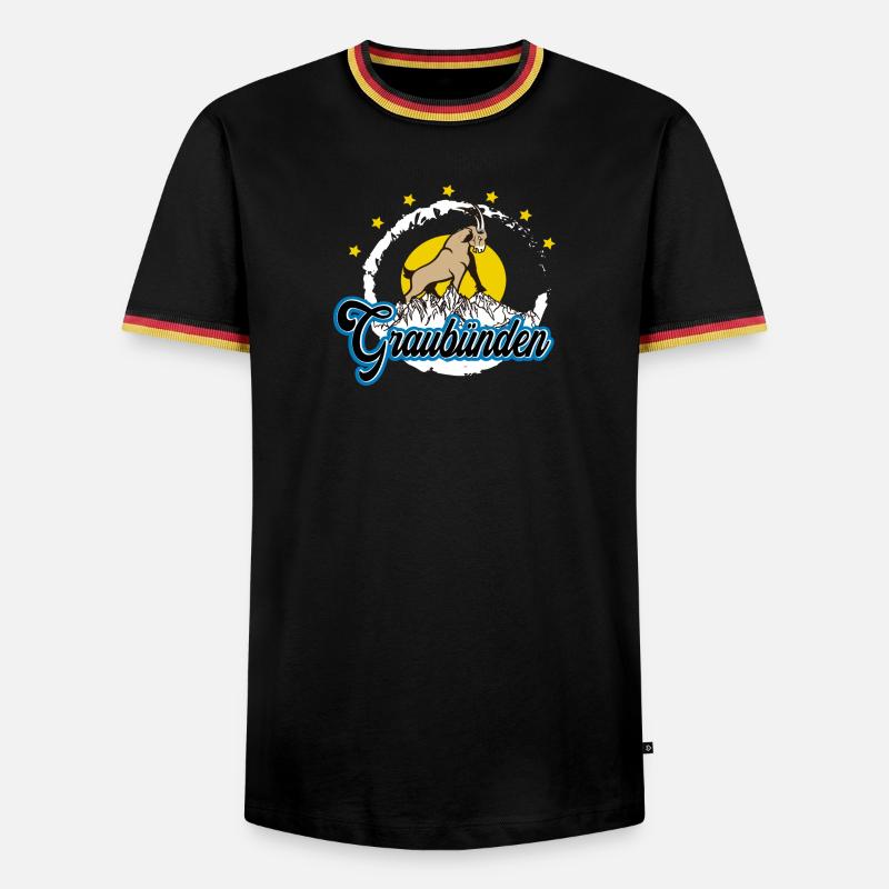 Graubünden Steinbock Summit - Männer Kontrast-T-Shirt - Schwarz/Dreifarbig