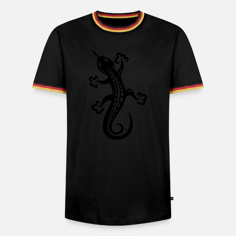 Small lizard, salamander, Tattoo. - Men's Ringer Shirt - black/tricolour