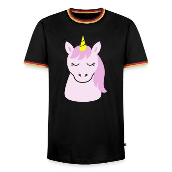 Cute unicorn with closed eyes - Men's Ringer Shirt - black/tricolour - Front - AI Model Male 178 light (178cm) & AI Model Male 185 light (185cm)