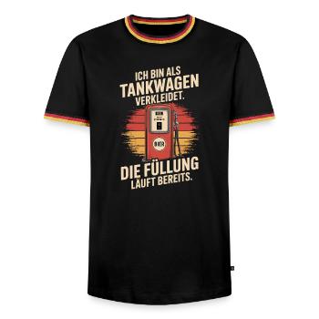 Carnival Disguised as a Tanker Truck Bachelor Party Costume Beer - Men's Ringer Shirt - black/tricolour - Front - AI Model Male 178 light (178cm) & AI Model Male 185 light (185cm)