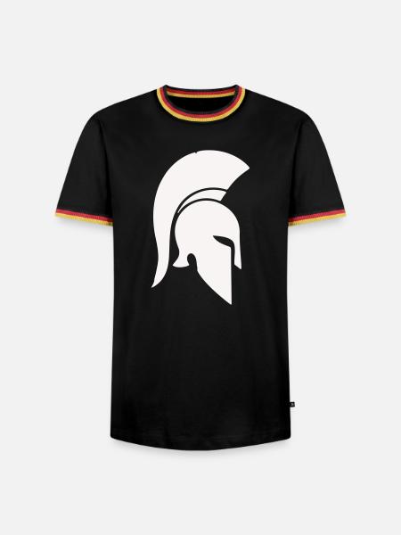 Sparta Helm - Männer Kontrast-T-Shirt - Schwarz/Dreifarbig