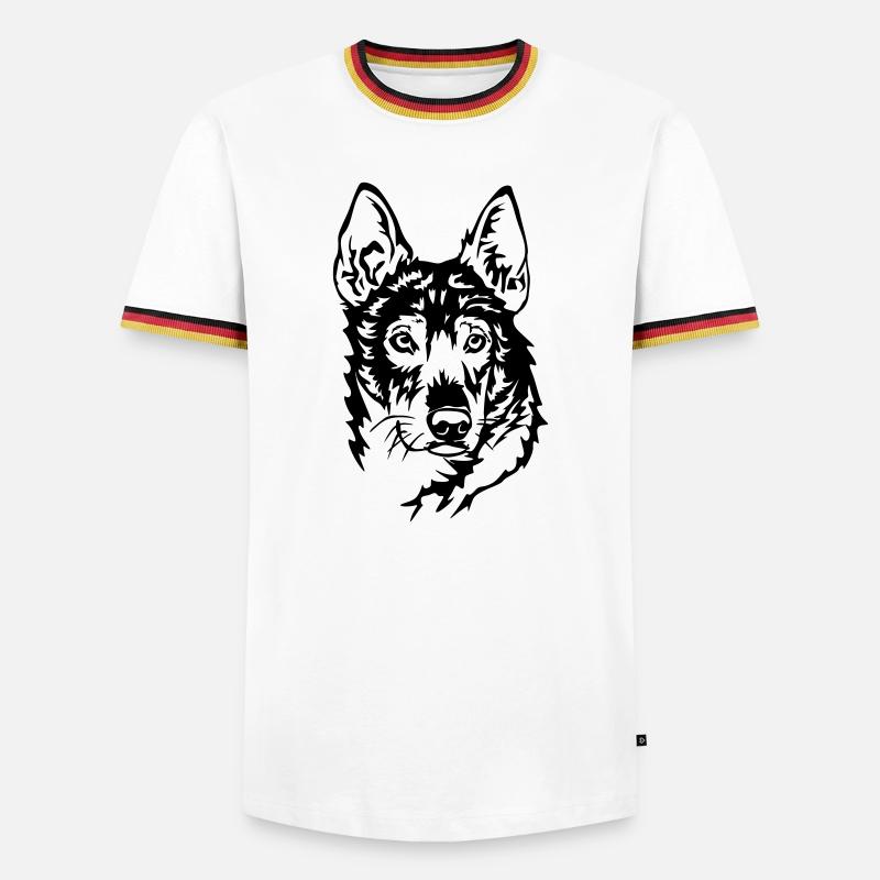 Alaskan Husky Head - Men's Ringer Shirt - white/tricolour