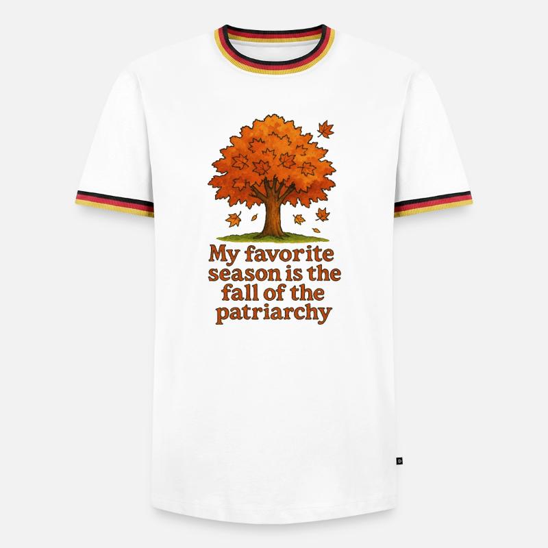 Herbstbaum: Fall des Patriarchats - Männer Kontrast-T-Shirt - Weiß/Dreifarbig
