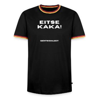 Gents_Dialect_T-shirt_Belgische_Streetwear - T-shirt contrasté Homme - noir/tricolore - Devant - AI Model Male 178 light (178cm) & AI Model Male 185 light (185cm)