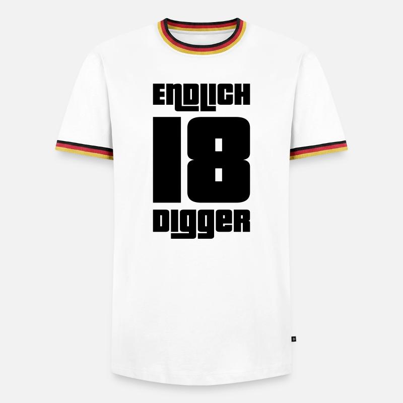 Endlich 18 Digger - Männer Kontrast-T-Shirt - Weiß/Dreifarbig